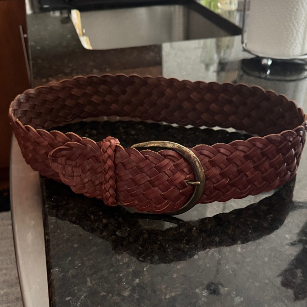 Braided Leather Belt - Brown